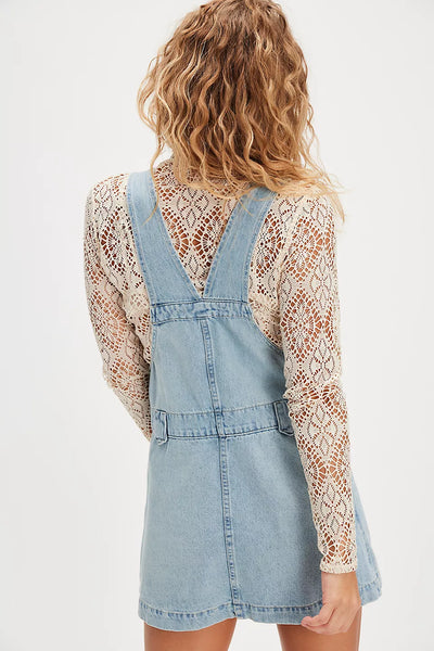 Free People Edie Denim Skirtall in Apple Blues