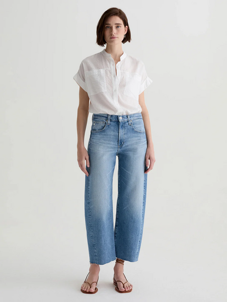 AG Hattie Crop high-rise  barrel jean in Helios
