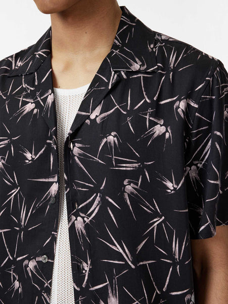 John Varvatos DAN Camp Shirt Thorn Print- Black