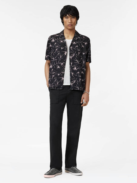 John Varvatos DAN Camp Shirt Thorn Print- Black