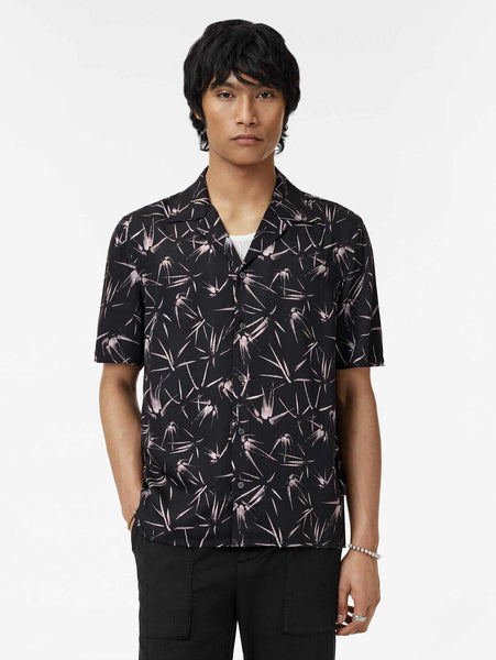 John Varvatos DAN Camp Shirt Thorn Print- Black
