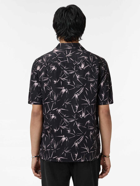 John Varvatos DAN Camp Shirt Thorn Print- Black