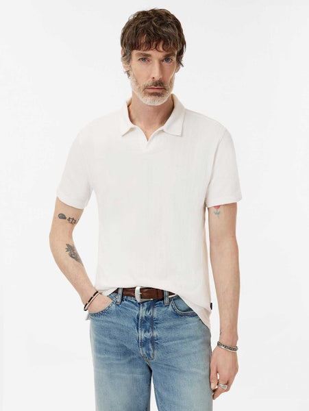 John Varvatos Zion SS Garment Dye Polo - Salt