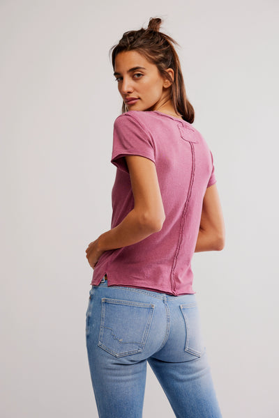 Free People Short Sleeve Nova Tee in Crushed Berry