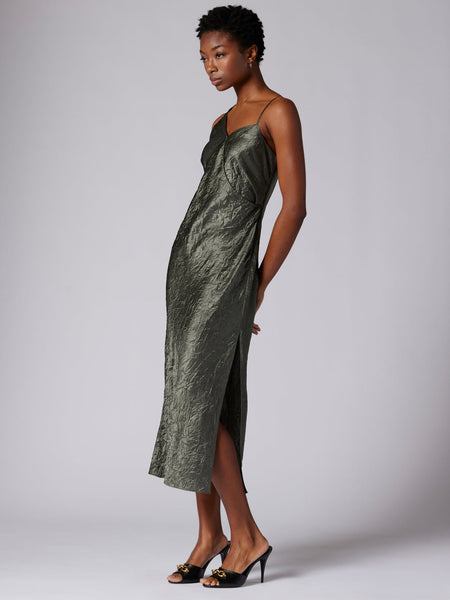 EQUIPMENT Aurore Crinkle Wrap dress CastorGrey