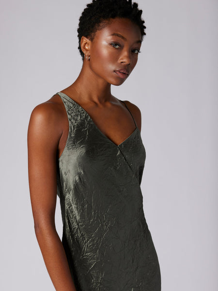 EQUIPMENT Aurore Crinkle Wrap dress CastorGrey