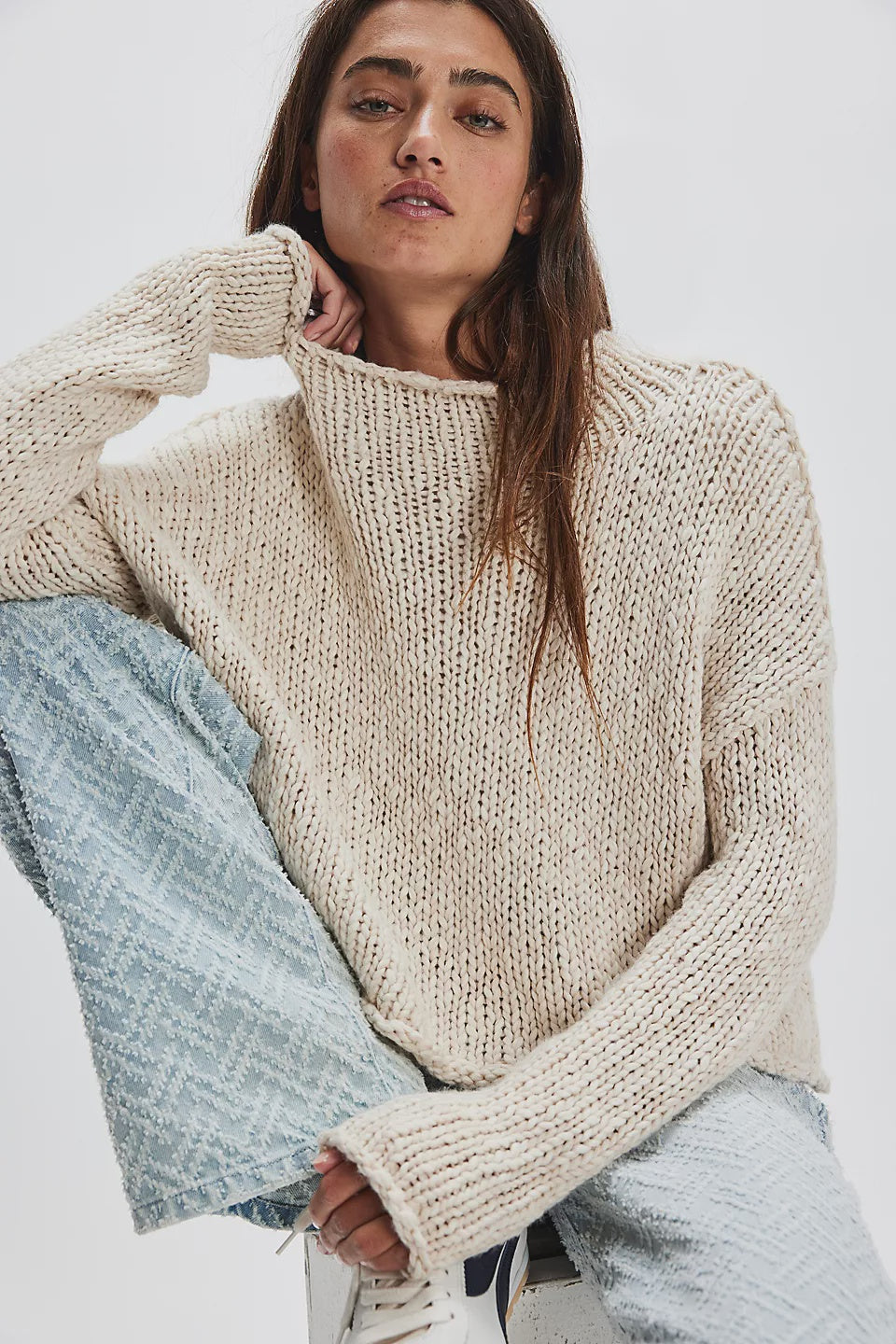 Free People Opal Rollneck Knit Sweater in Tea – manhattan casuals