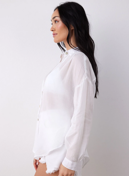 Bella Dahl flowy beach button down shirt in white