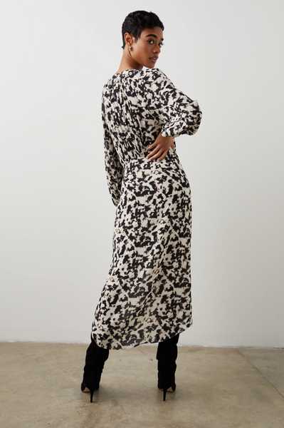 Rails Tyra Long Sleeve Faux Wrap Dress Blurred Cheetah