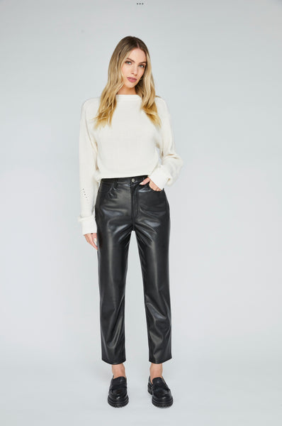 Gentle Fawn Carter Brushed Back Leatherette Pant Black