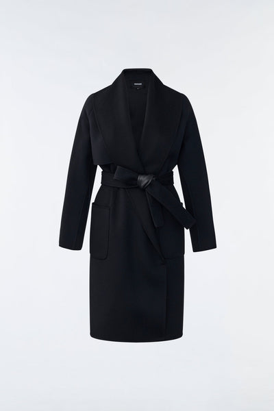 Mackage Thalia double face Wool  Wrap Coat in Black