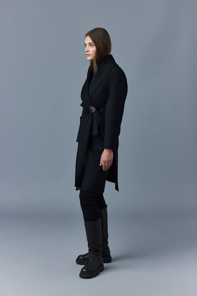 Mackage Thalia double face Wool  Wrap Coat in Black