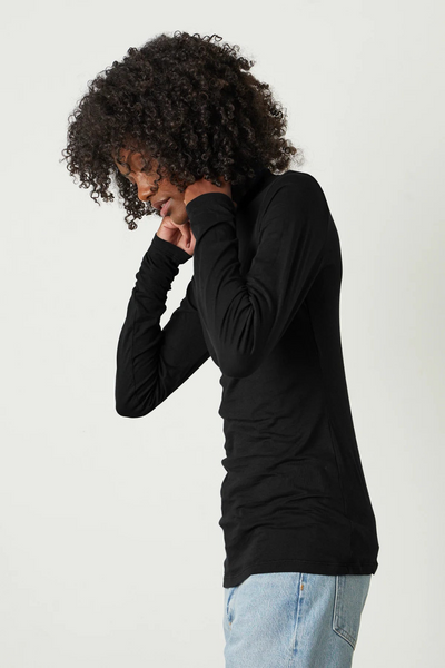 Velvet Talisia05 Gauzy Whisper Mock Neck Top Black