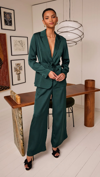 Mink Pink Erin Wide Leg Pants in Emerald Green