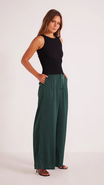 Mink Pink Erin Wide Leg Pants in Emerald Green