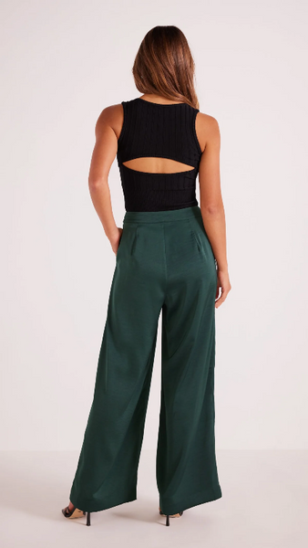 Mink Pink Erin Wide Leg Pants in Emerald Green