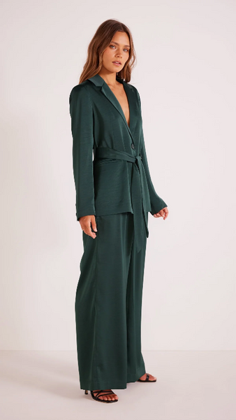 Mink Pink Erin Belted Blazer in Emerald Green