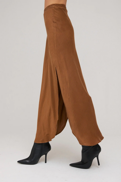 bella dahl asymmetric side slit skirt in twilight gold