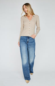 Gentle Fawn Finn Long Sleeve Ribbed Top in Heather Taupe