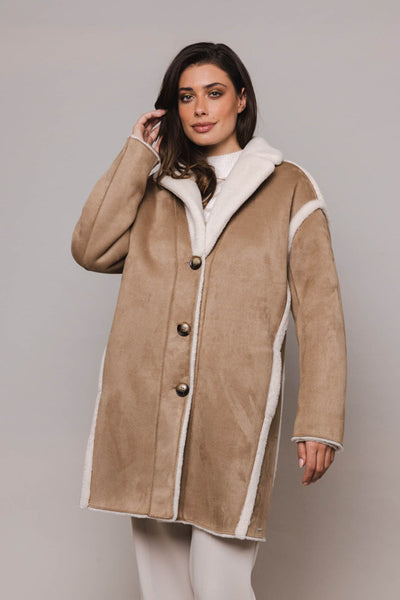 RINO & PELLE Janneke Faux Shearling Coat in Cookie