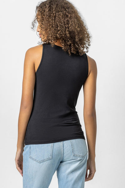Lilla P Pima Modal and Spandex Scoop Tank in Black