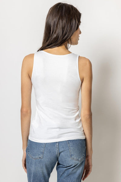 Lilla P Pima Modal and Spandex Scoop Tank in White