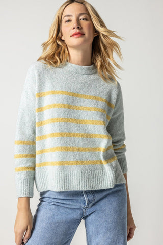 Lilla P Easy Striped Pullover Sweater in Iceberg