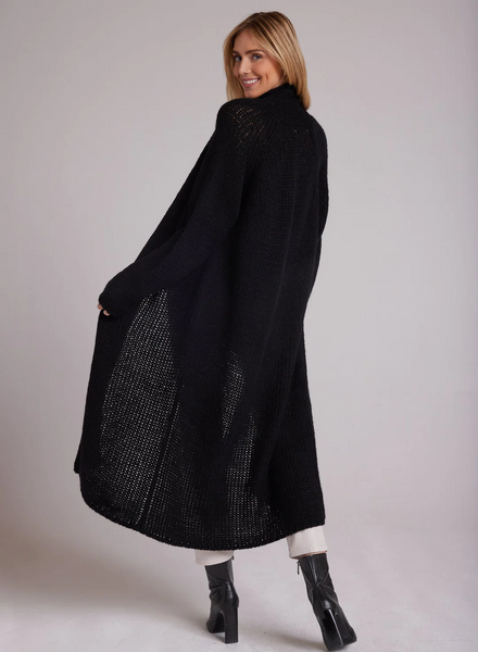 bella dahl rib knit long cardigan in black