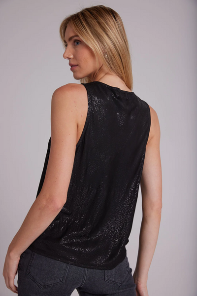 bella dahl scoop neck tank in midnight galaxy foil