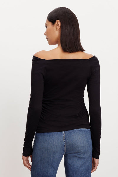 Velvet Aliss Gauzy Whisper Novelty top in Black