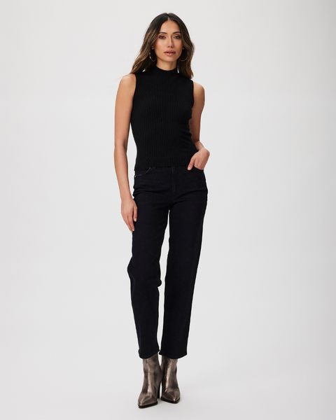 Paige Fidelia Ribbed Sleeveless Mockneck in Black