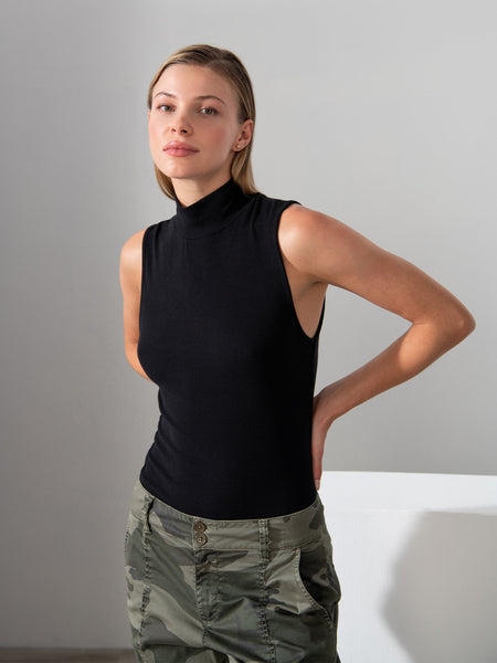 Sanctuary Essentials Sleeveless Mock Neck top Black