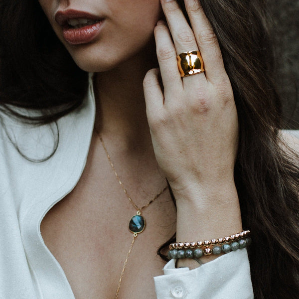 LOLO Lariat Stone 18K Gold Filled Labradorite Necklace