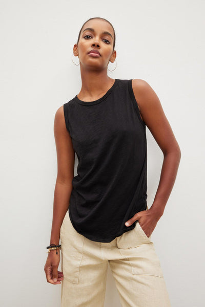 Velvet Taurus Cotton Slub Sleeveless Tank in Black