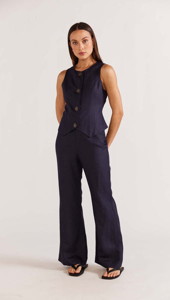 Staple the Label Jori Button Front Vest Top in Navy