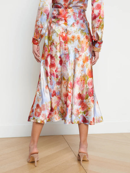 L'AGENCE Clarisa Bias Maxi Skirt in Multi Cloud Floral