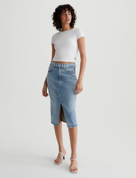 AG Alicia Comfort Stretch Below Knee Skirt in Eclipsed