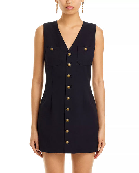 FRAME Button Front Sleeveless Dress in Navy