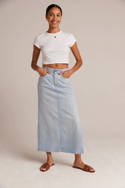 bella dahl Indigo Tencel Cotton Stretch Skirt Ocean Mist