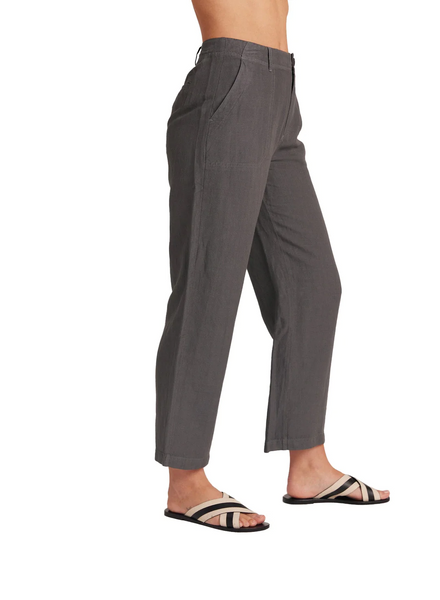 bella dahl Blakely linen utility crop pant charcoal shadow