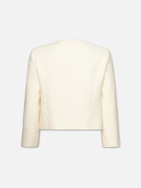 FRAME Collarless Button Front Jacket in Cream