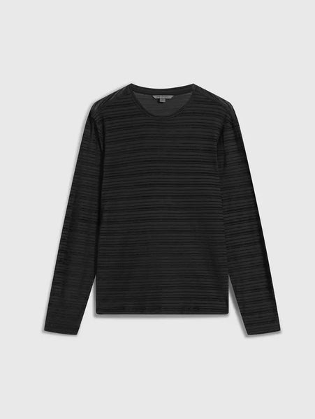 John Varvatos Alain L/S Crew Varigated Stripe - Black