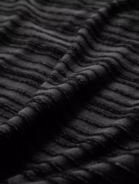 John Varvatos Alain L/S Crew Varigated Stripe - Black