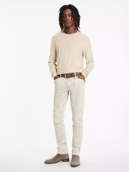 John Varvatos Alain L/S Crew Varigated Stripe - Toast