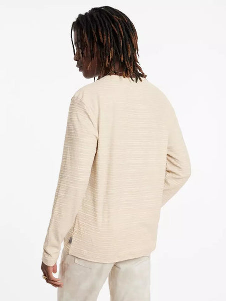 John Varvatos Alain L/S Crew Varigated Stripe - Toast