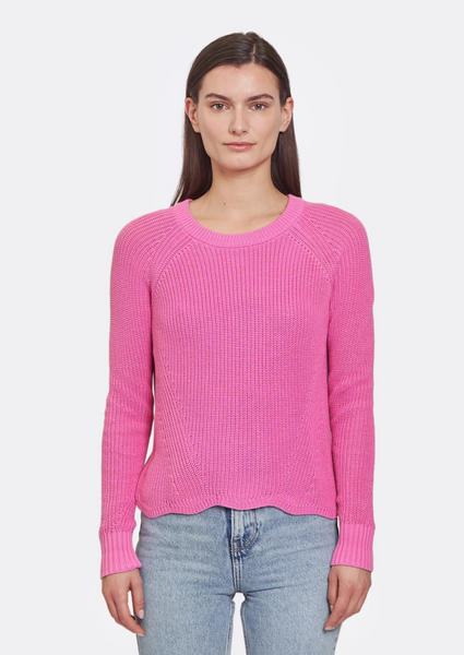 autumn cashmere scallop shaker sweater in lipstick