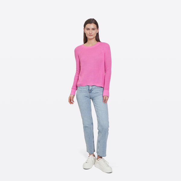 autumn cashmere scallop shaker sweater in lipstick