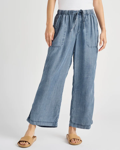 Splendid Angie Lyocell Linen Crop Denim Pant Indigo