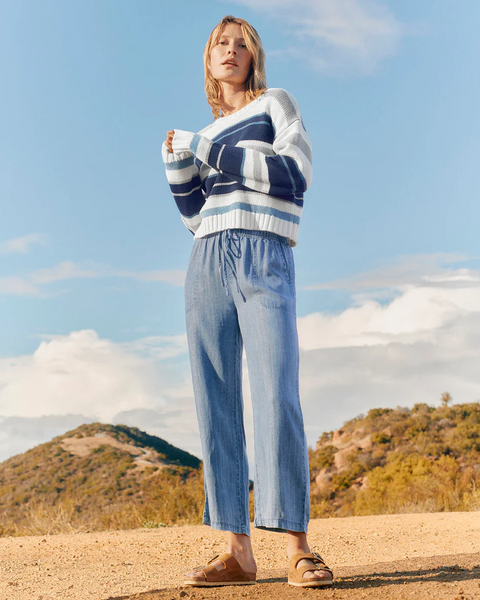 Splendid Angie Lyocell Linen Crop Denim Pant Indigo