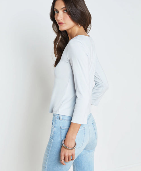 L'AGENCE Lexa Boatneck Shirt in Parisian Blue